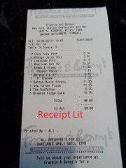 Dinner Receipt Lit
